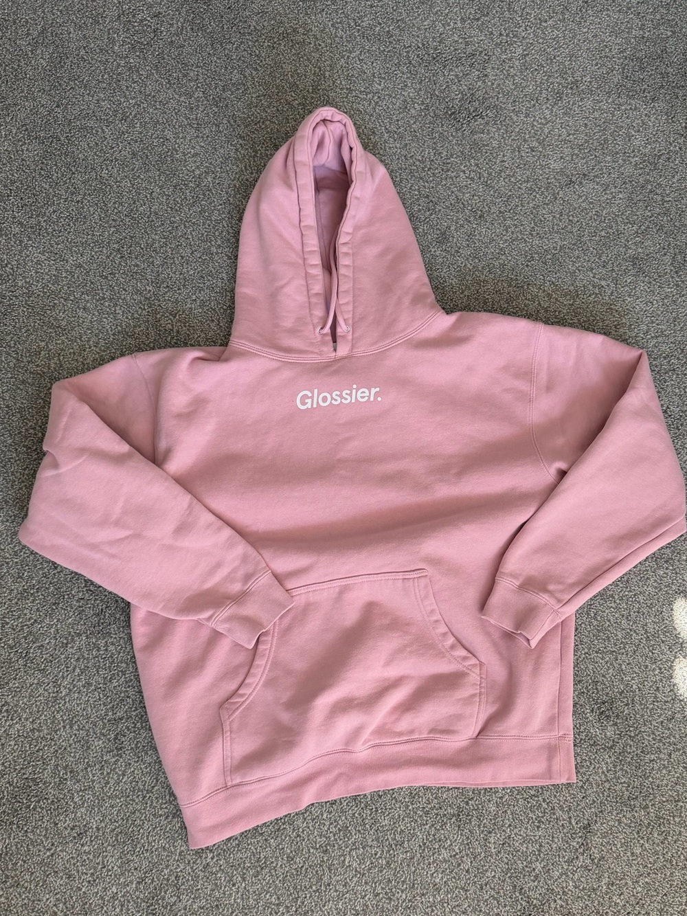 Glossier pink hoodie